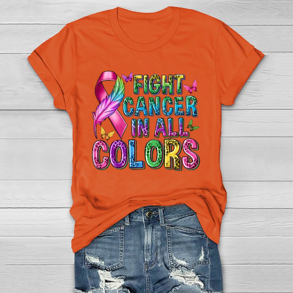 Fight Cancer In All Colors Leopard Print Letters Healthwear T-shirt