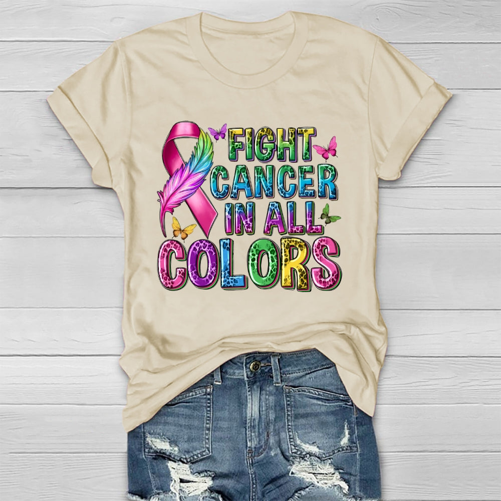 Fight Cancer In All Colors Leopard Print Letters Healthwear T-shirt