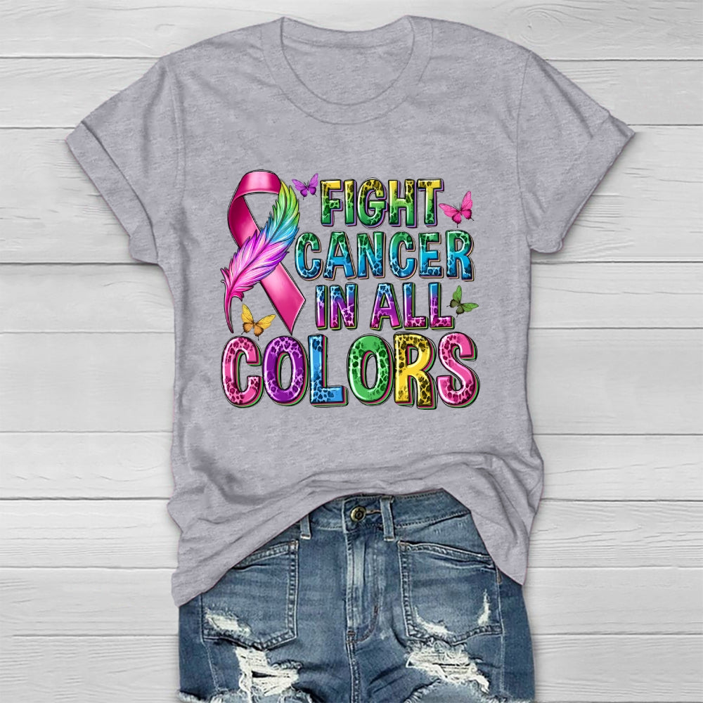 Fight Cancer In All Colors Leopard Print Letters Healthwear T-shirt