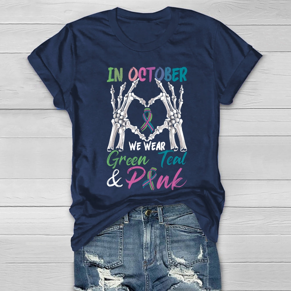 In October We Wear Green Pink Teal Healthwear T-shirt