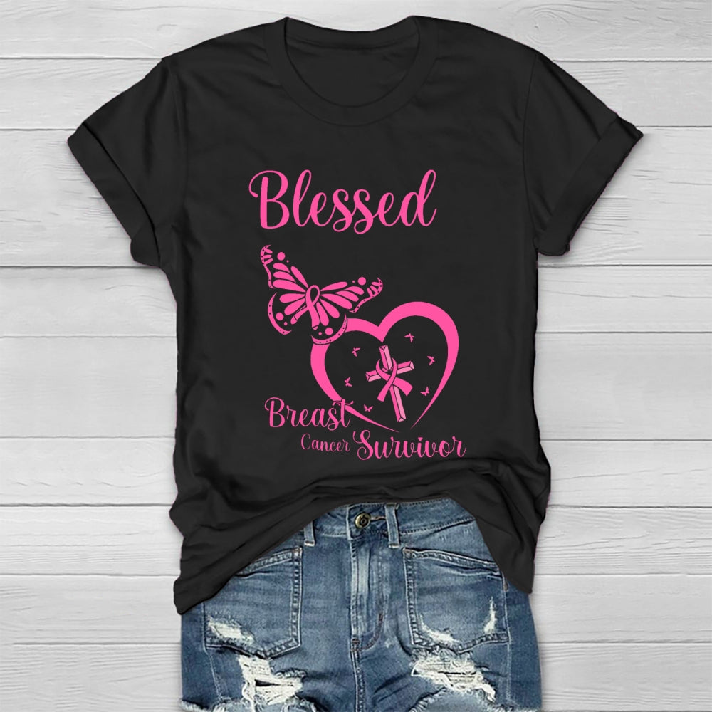 Blessed Breast Cancer Survivor Awareness Healthwear T-shirt