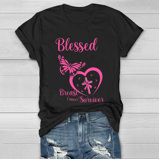 Blessed Breast Cancer Survivor Awareness Healthwear T-shirt