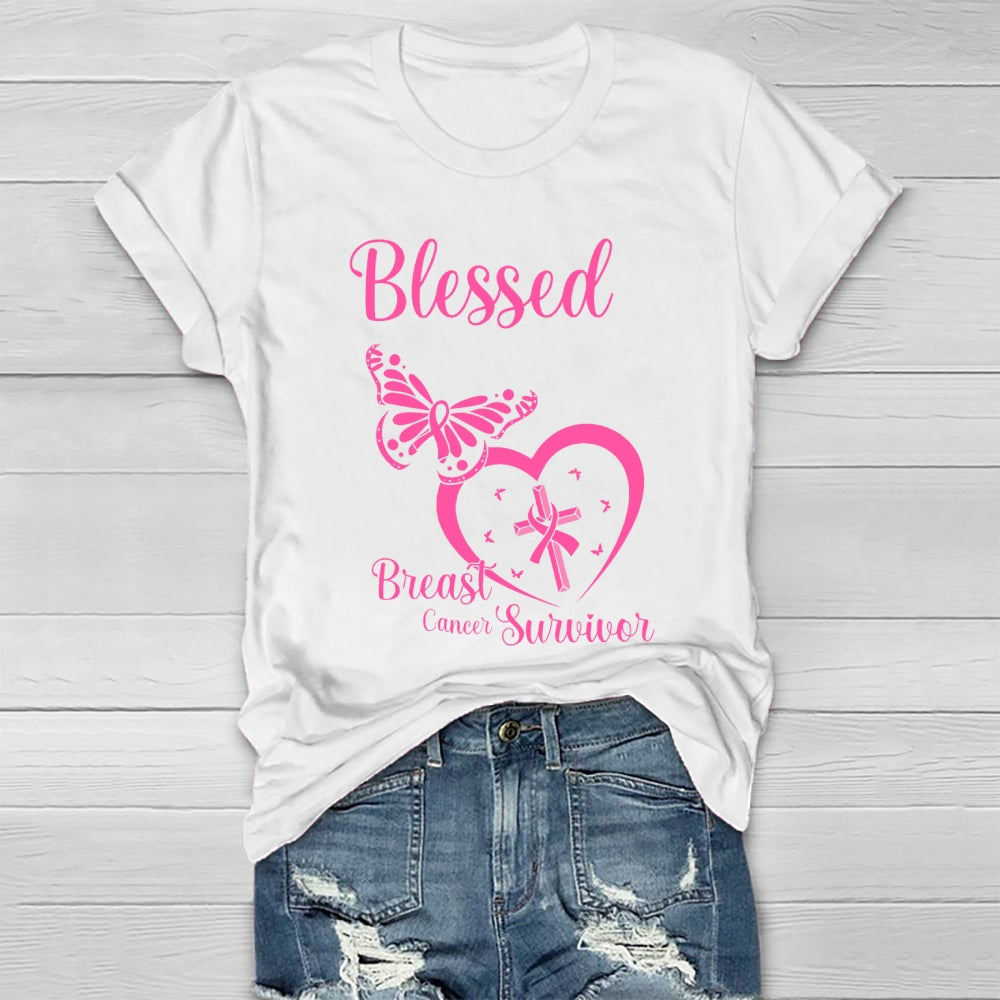Blessed Breast Cancer Survivor Awareness Healthwear T-shirt