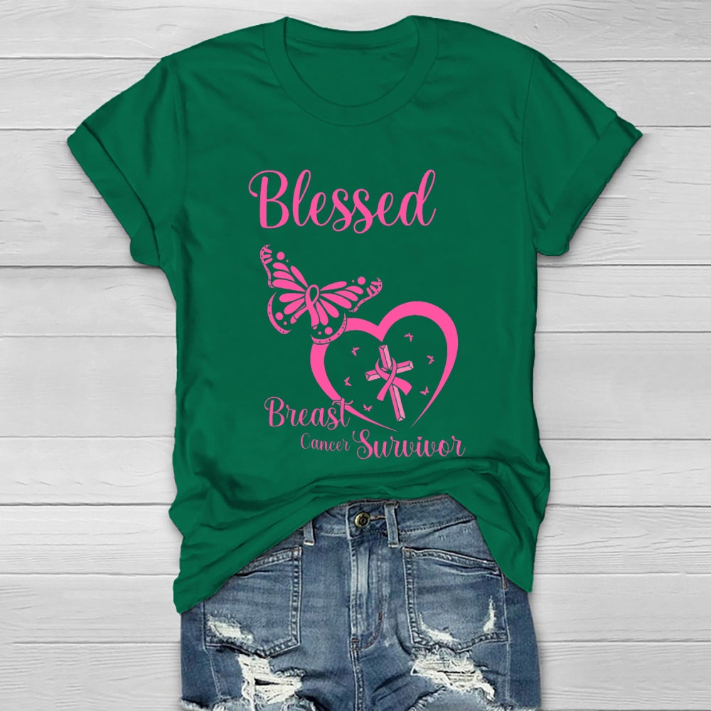 Blessed Breast Cancer Survivor Awareness Healthwear T-shirt