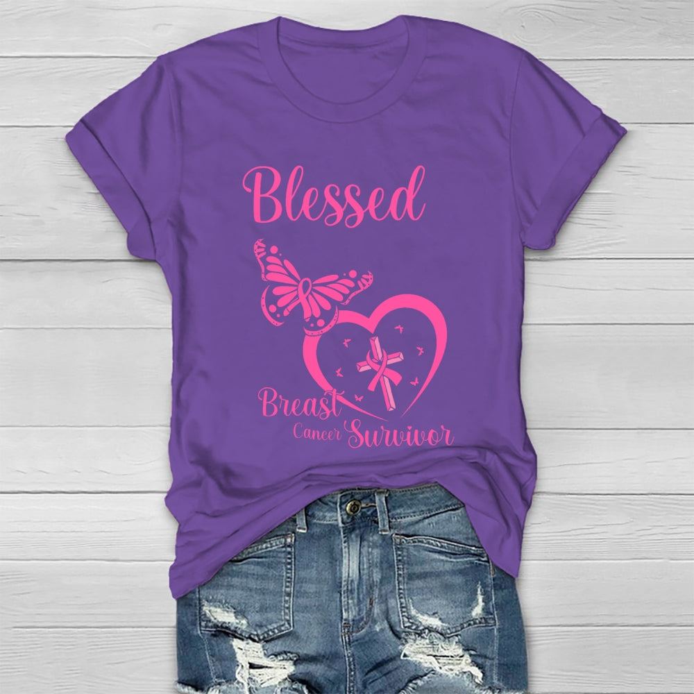 Blessed Breast Cancer Survivor Awareness Healthwear T-shirt