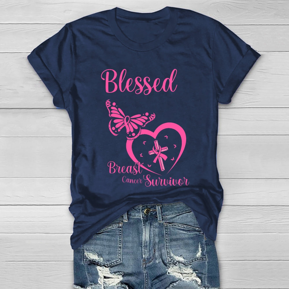 Blessed Breast Cancer Survivor Awareness Healthwear T-shirt