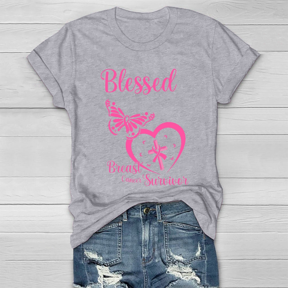 Blessed Breast Cancer Survivor Awareness Healthwear T-shirt