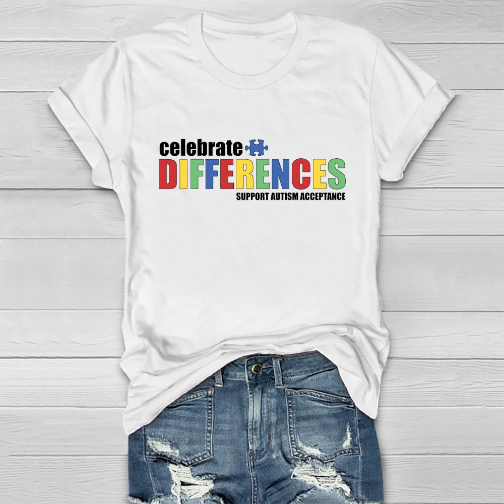Celebrate Differences Support Autism Acceptance Healthwear T-shirt