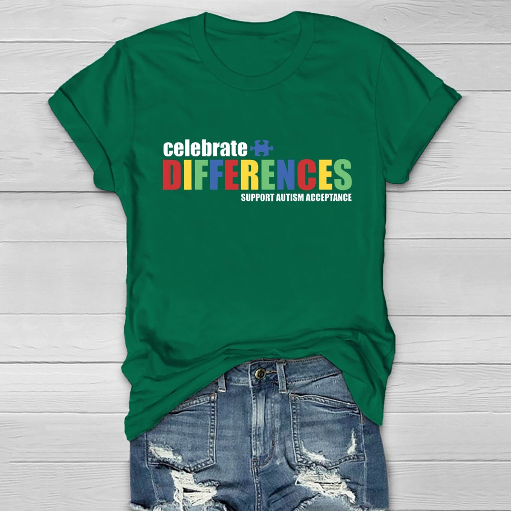 Celebrate Differences Support Autism Acceptance Healthwear T-shirt