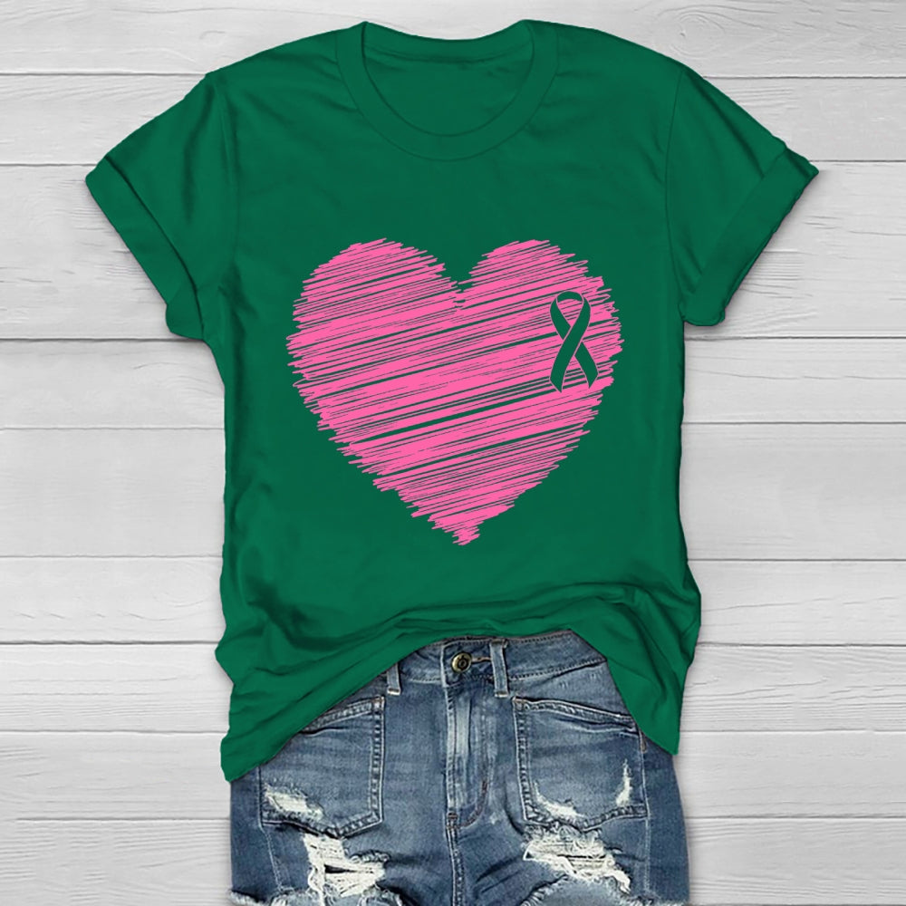 Pink Ribbon Heart Healthwear T-shirt