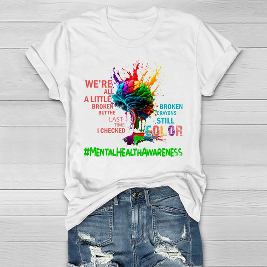 Mental Health Awareness Colorful Brain Healthwear T-shirt