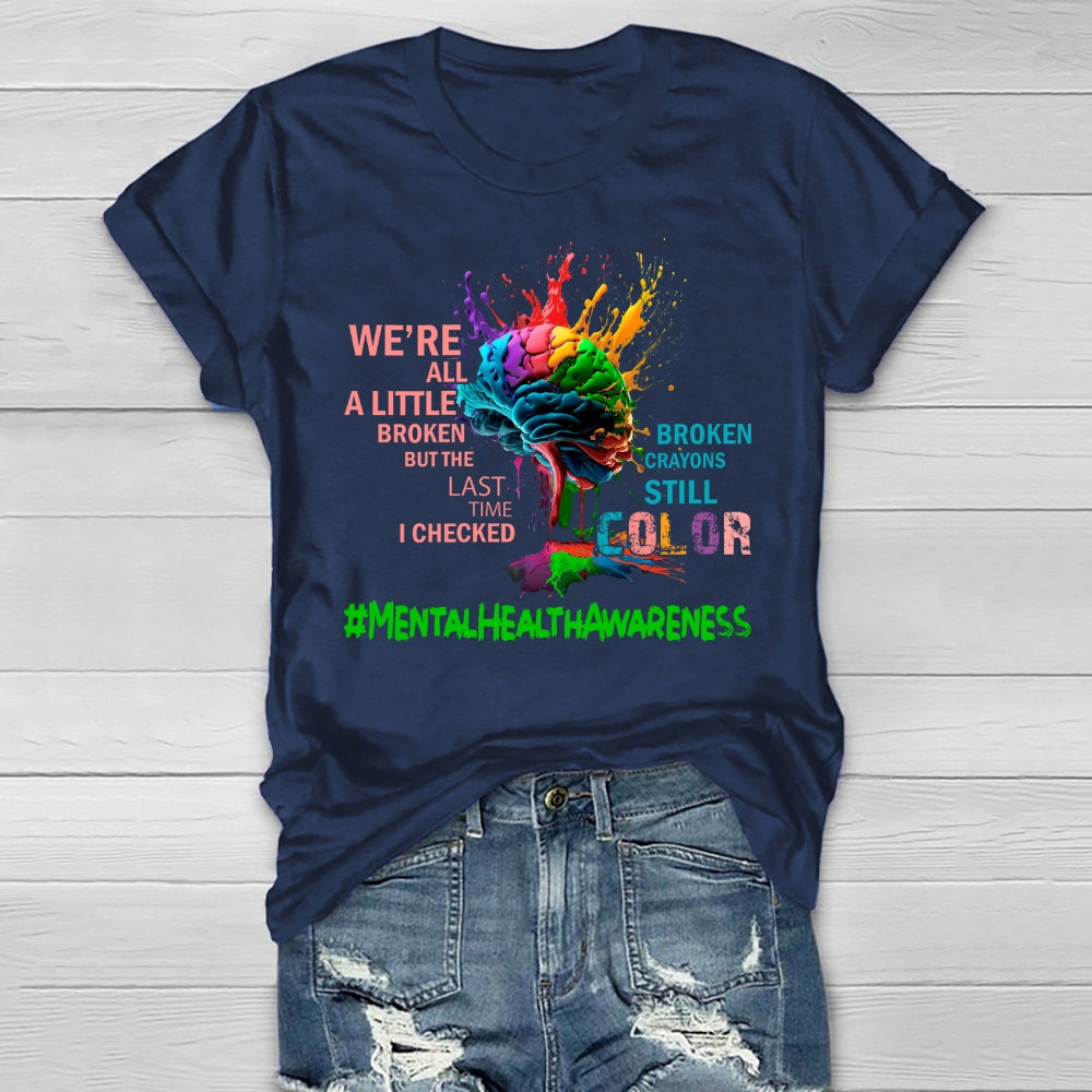 Mental Health Awareness Colorful Brain Healthwear T-shirt