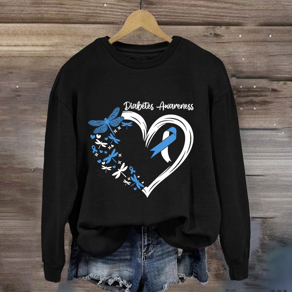 Diabetes Awareness Blue Dragonfly Sweatshirt