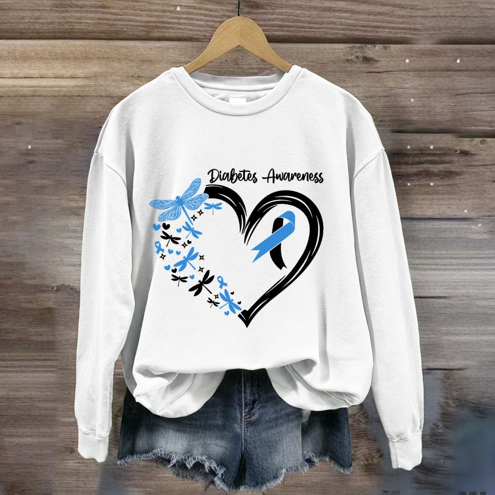 Diabetes Awareness Blue Dragonfly Sweatshirt