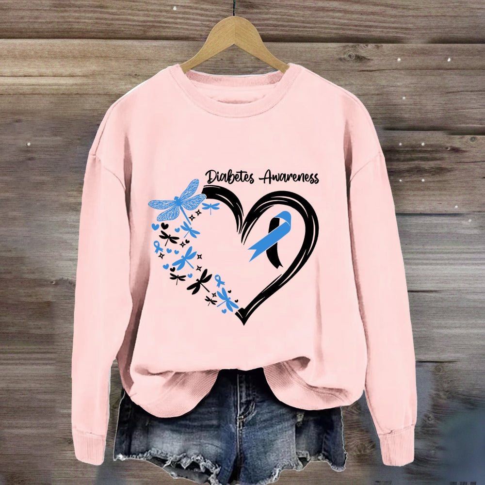 Diabetes Awareness Blue Dragonfly Sweatshirt