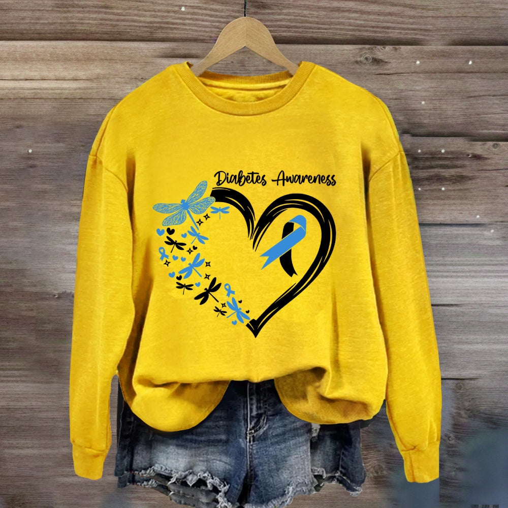 Diabetes Awareness Blue Dragonfly Sweatshirt