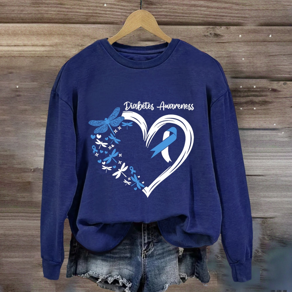 Diabetes Awareness Blue Dragonfly Sweatshirt
