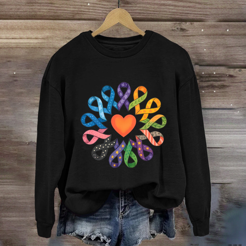 Colorful Ribbon Heart Sweatshirt
