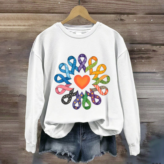 Colorful Ribbon Heart Sweatshirt