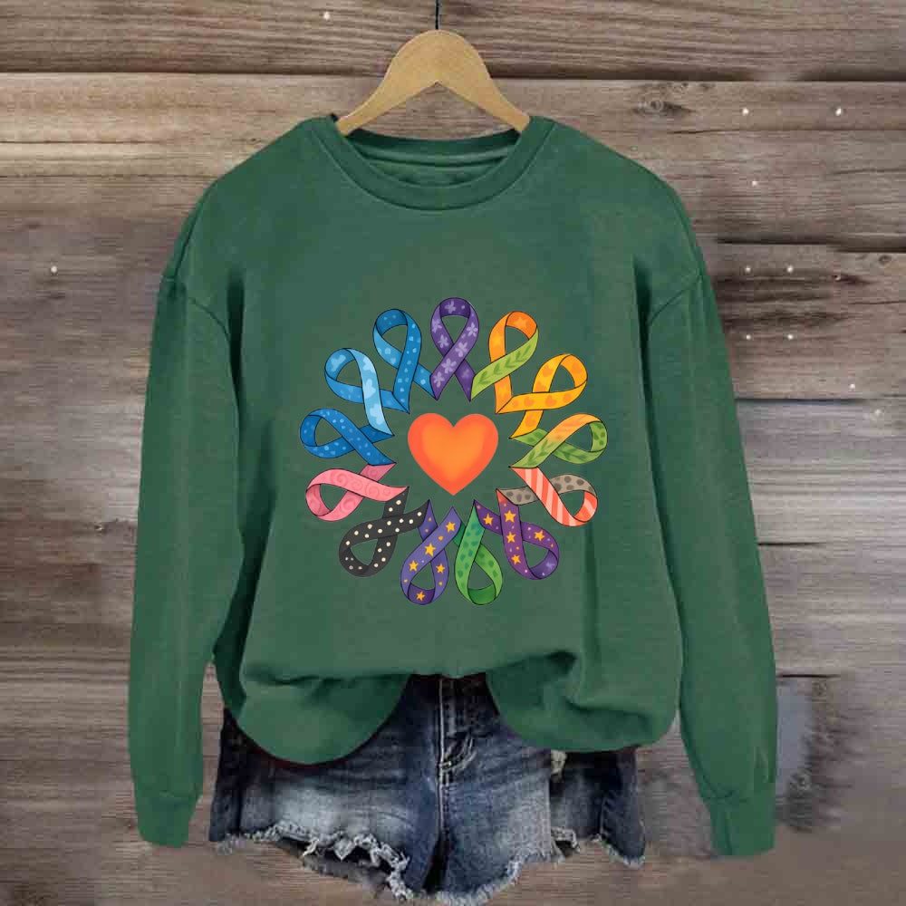 Colorful Ribbon Heart Sweatshirt