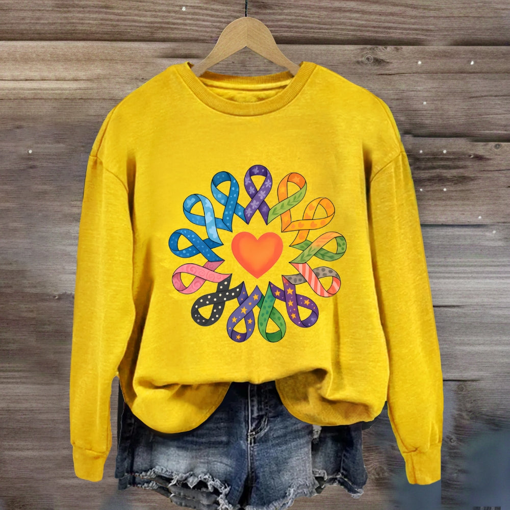 Colorful Ribbon Heart Sweatshirt