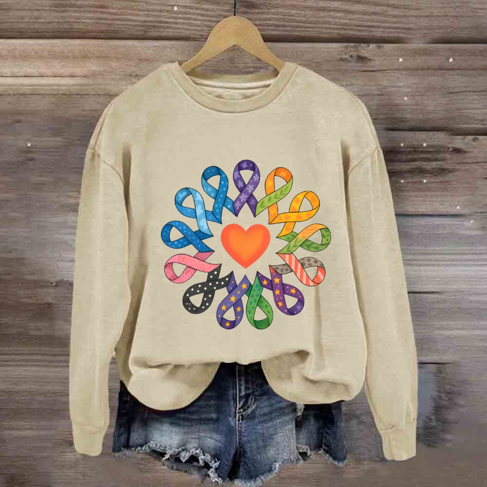 Colorful Ribbon Heart Sweatshirt