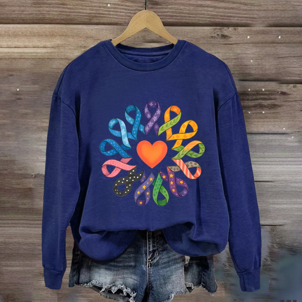 Colorful Ribbon Heart Sweatshirt