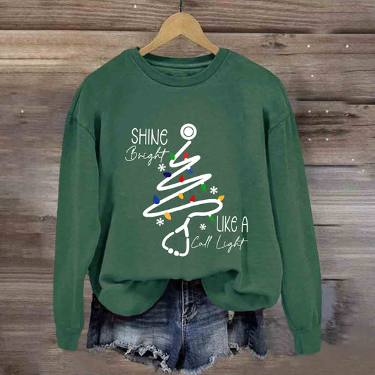 Shine Bright Like A Call Light Stethoscope Nurse Christmas Sweatshirt