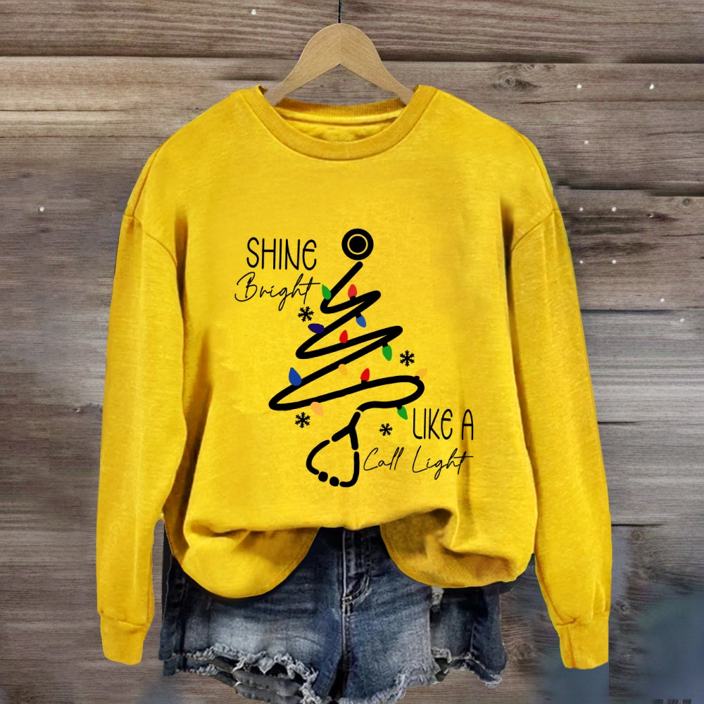 Shine Bright Like A Call Light Stethoscope Nurse Christmas Sweatshirt