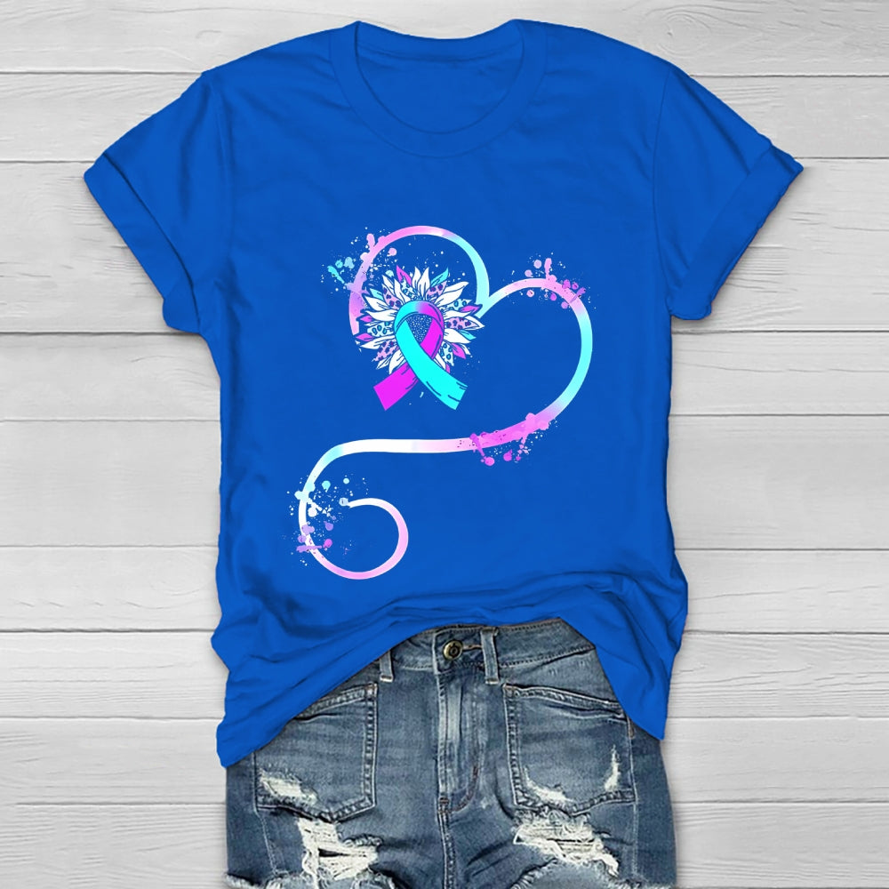 Teal Purple Sunflower Healthwear T-shirt