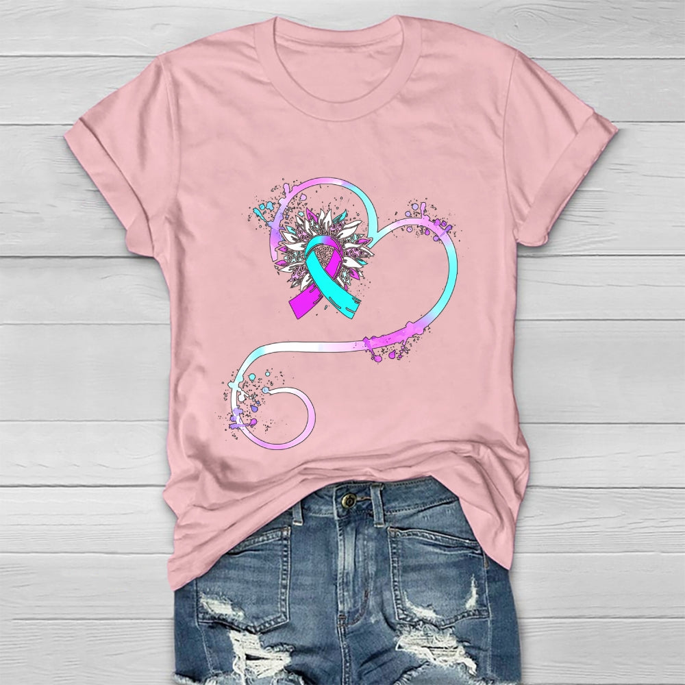 Teal Purple Sunflower Healthwear T-shirt