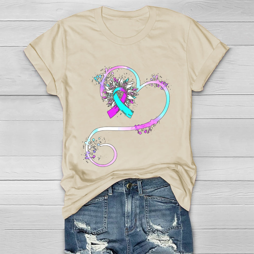 Teal Purple Sunflower Healthwear T-shirt