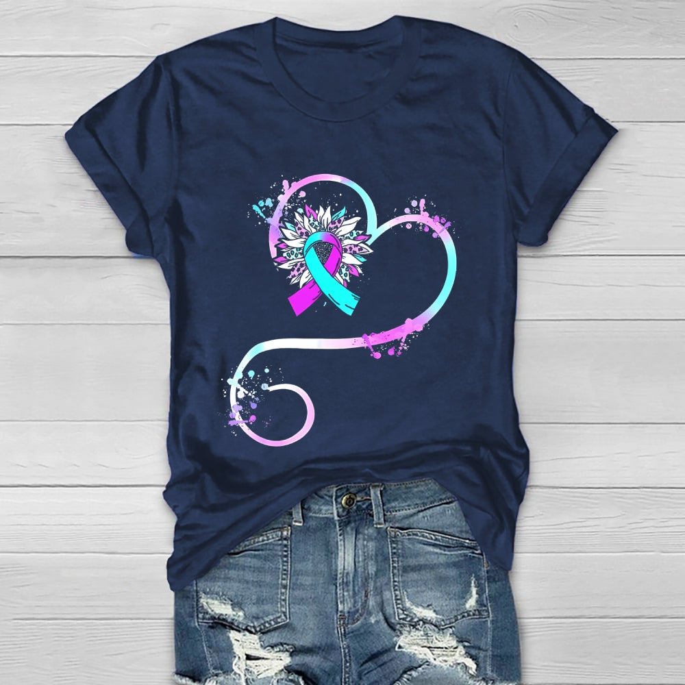 Teal Purple Sunflower Healthwear T-shirt