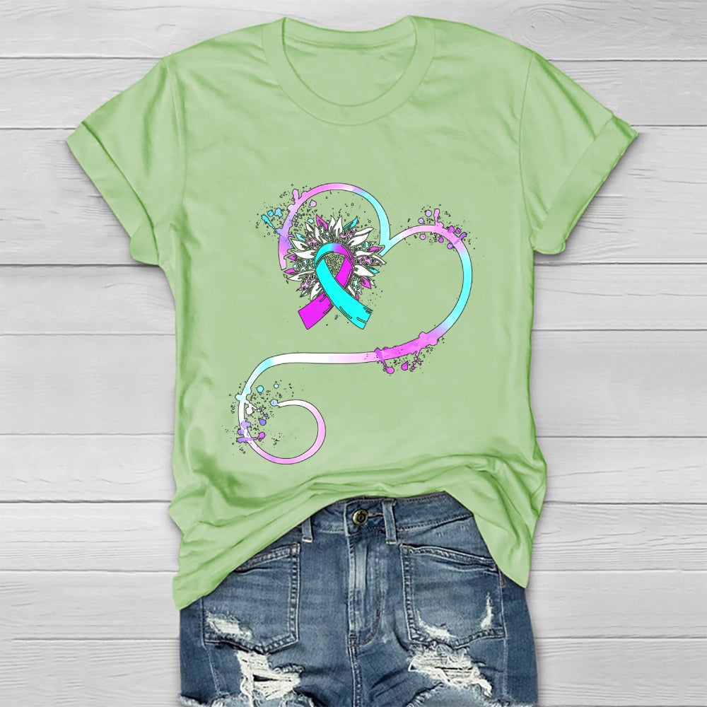 Teal Purple Sunflower Healthwear T-shirt