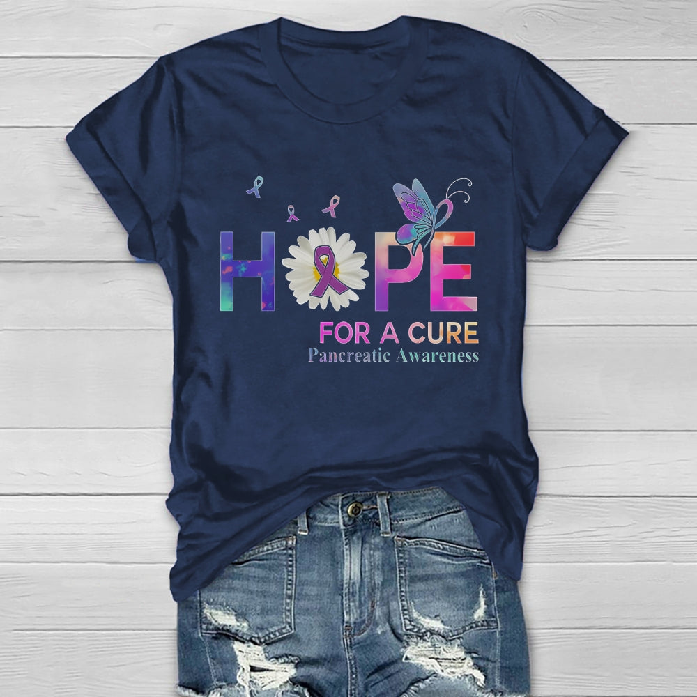 Hope For A Cure Pancreatic Cancer Awareness Healthwear T-shirt