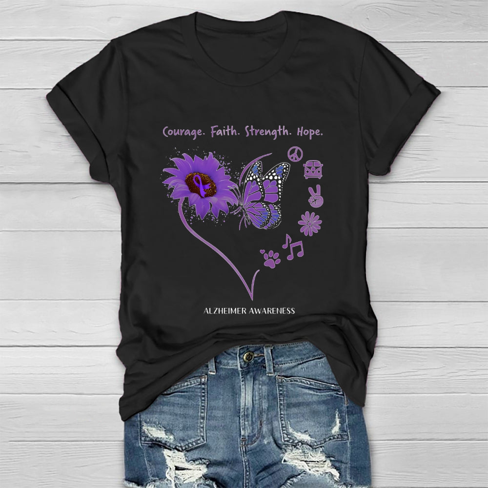 Alzheimers Awareness  Courage Faith Hope Strength Healthwear T-shirt
