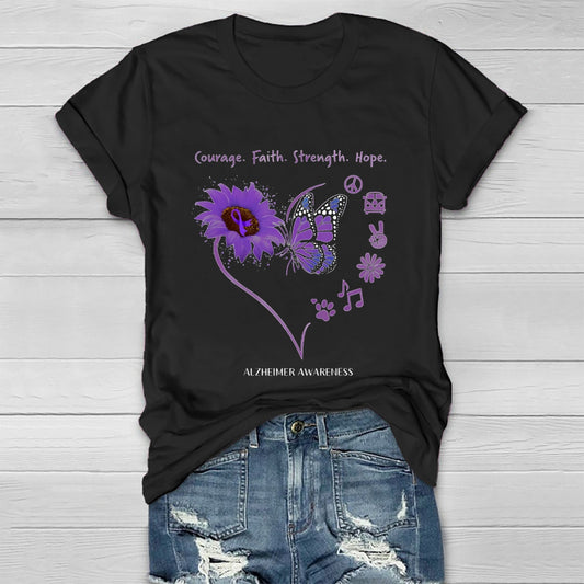 Alzheimers Awareness  Courage Faith Hope Strength Healthwear T-shirt