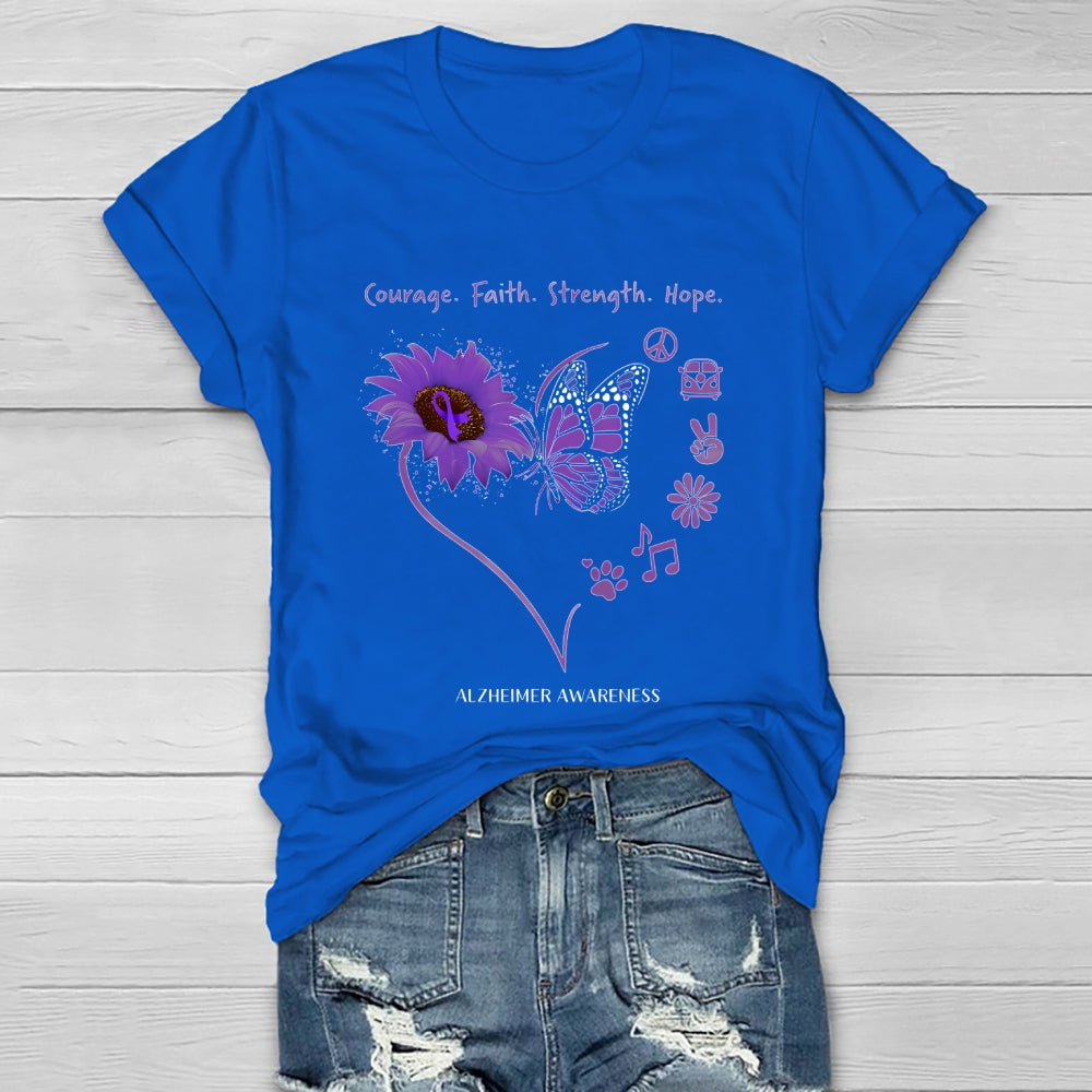 Alzheimers Awareness  Courage Faith Hope Strength Healthwear T-shirt