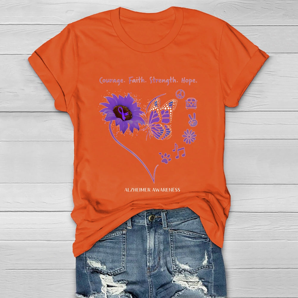Alzheimers Awareness  Courage Faith Hope Strength Healthwear T-shirt