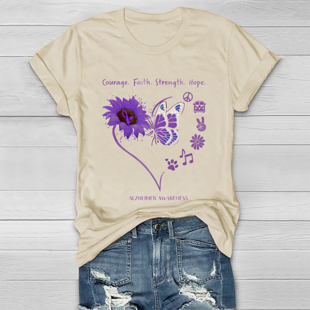 Alzheimers Awareness  Courage Faith Hope Strength Healthwear T-shirt