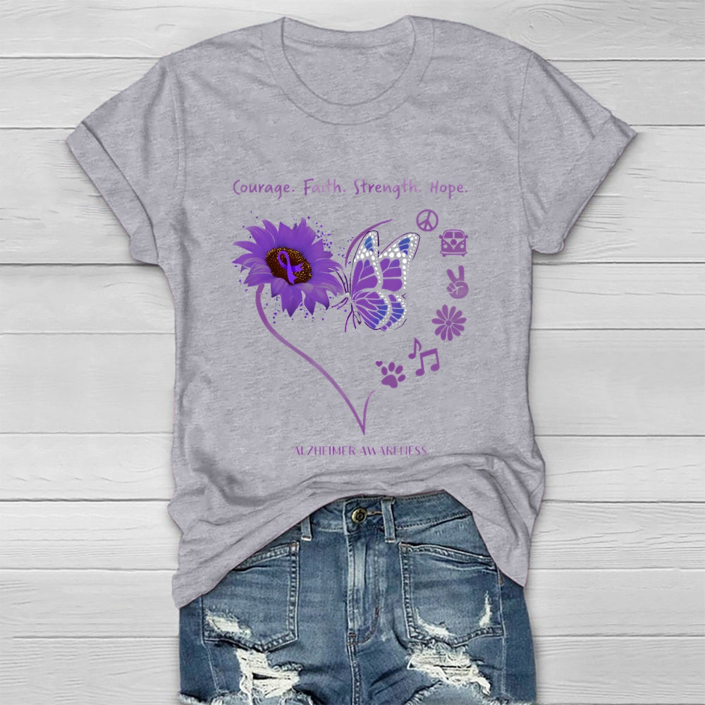Alzheimers Awareness  Courage Faith Hope Strength Healthwear T-shirt