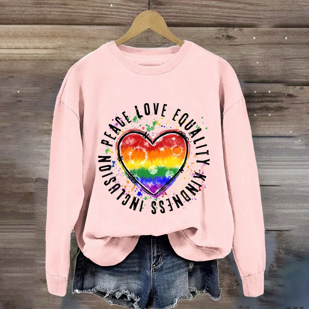 Peace Love Equality Colorful Heart Sweatshirt