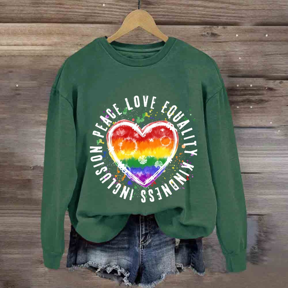 Peace Love Equality Colorful Heart Sweatshirt