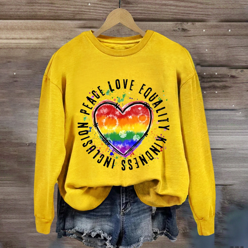 Peace Love Equality Colorful Heart Sweatshirt