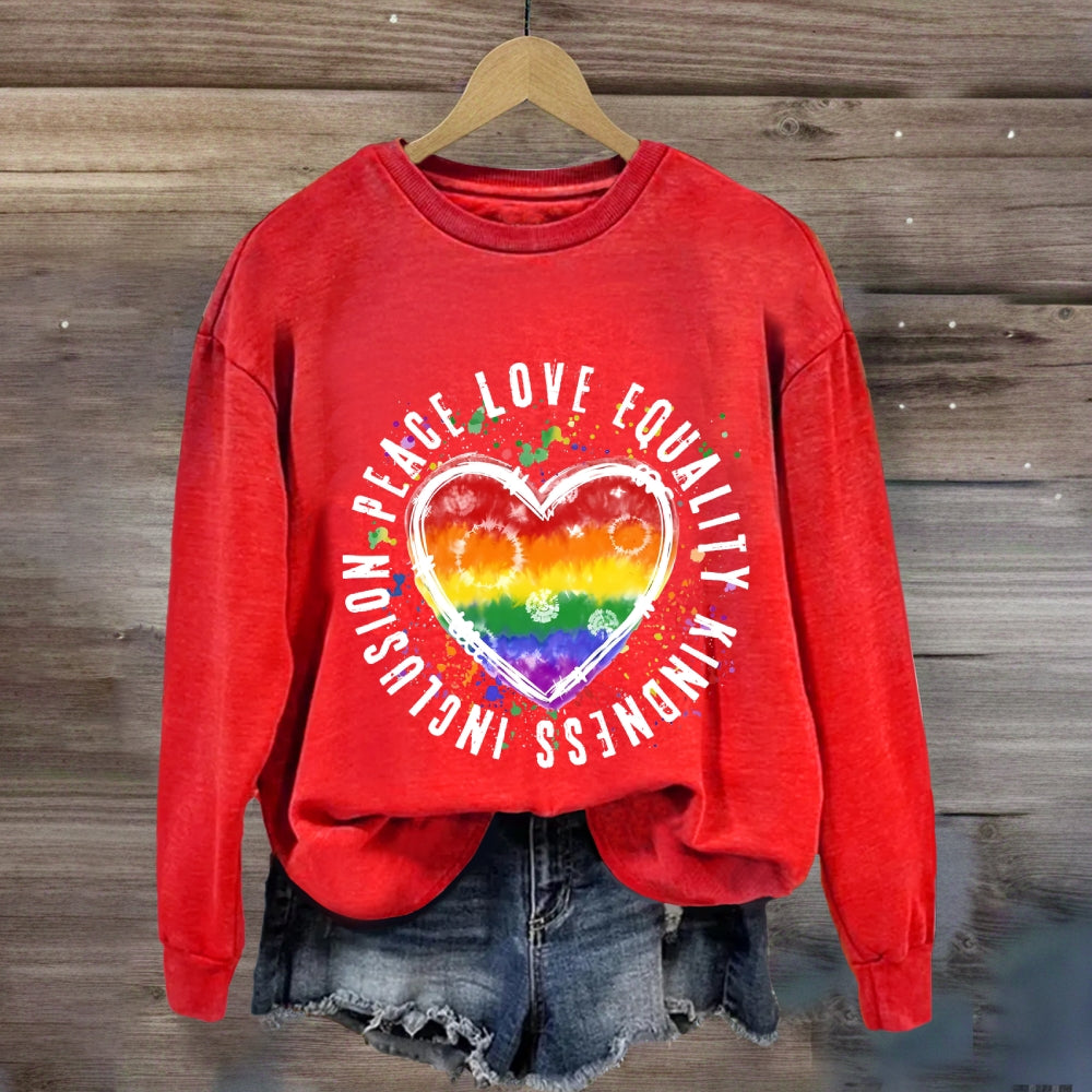 Peace Love Equality Colorful Heart Sweatshirt
