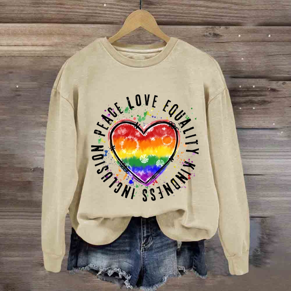 Peace Love Equality Colorful Heart Sweatshirt
