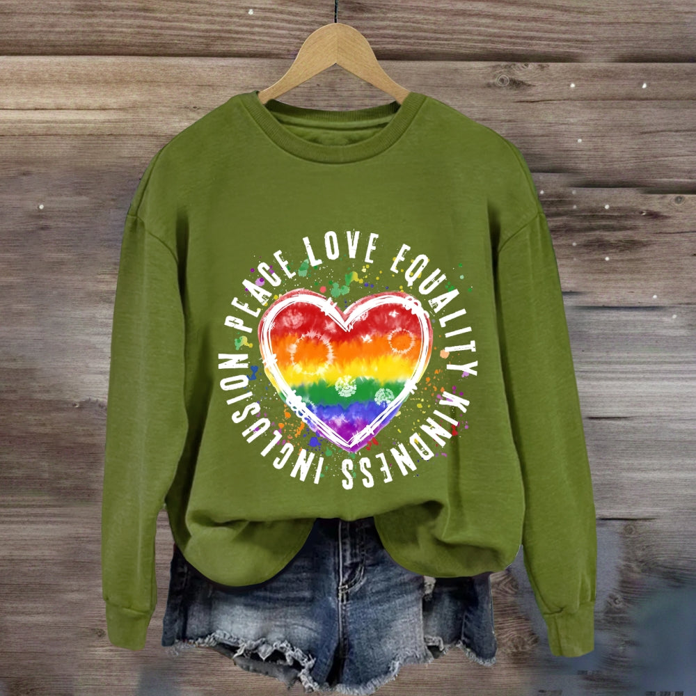 Peace Love Equality Colorful Heart Sweatshirt