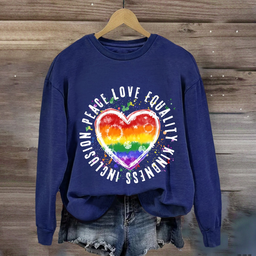 Peace Love Equality Colorful Heart Sweatshirt