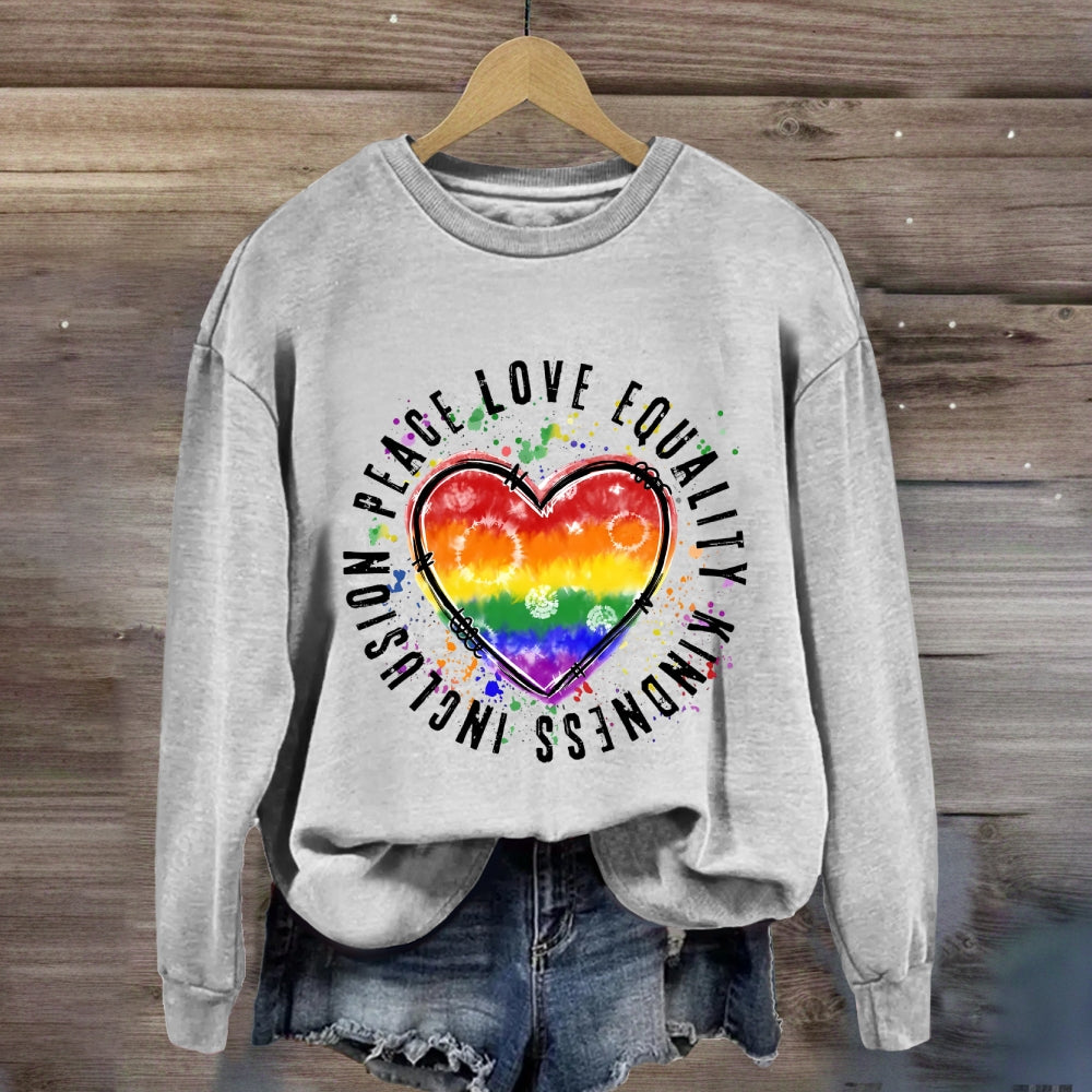 Peace Love Equality Colorful Heart Sweatshirt