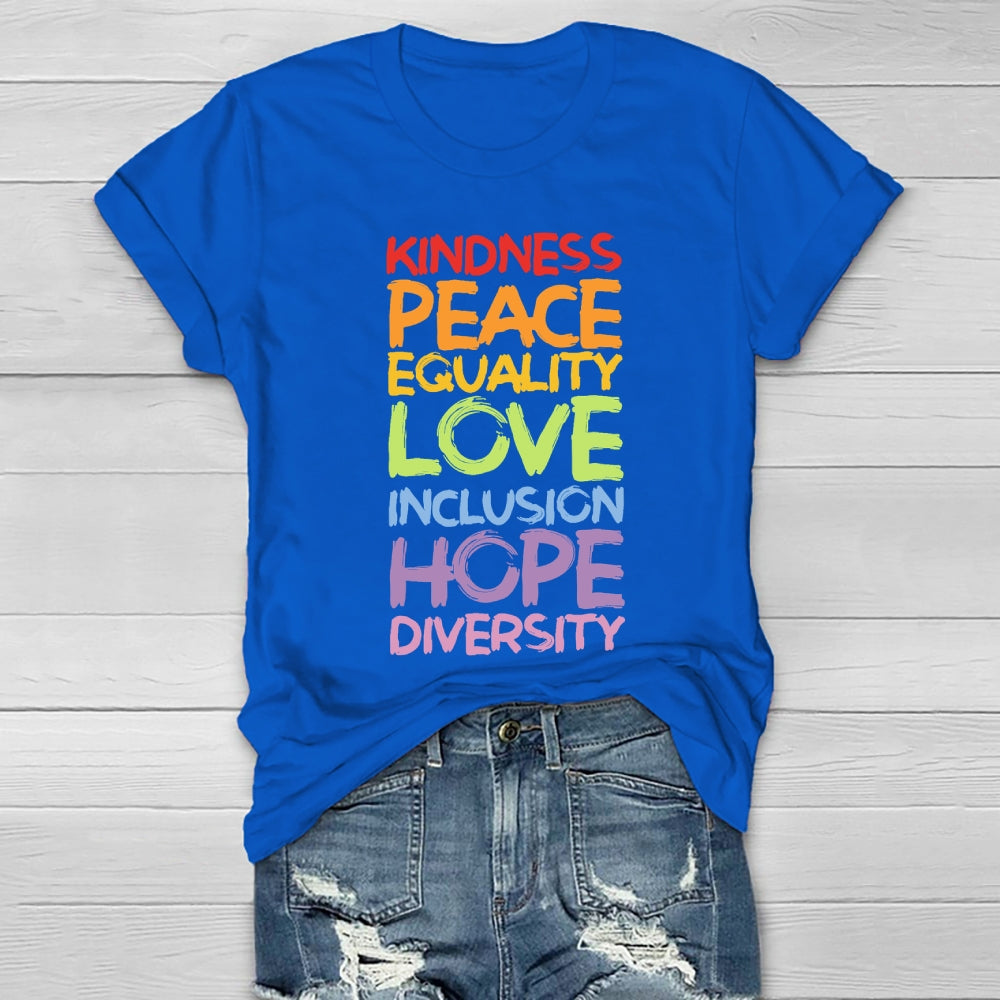 Kindness Peace Equality Love Hope Diversity Human Rights  Healthwear T-shirt